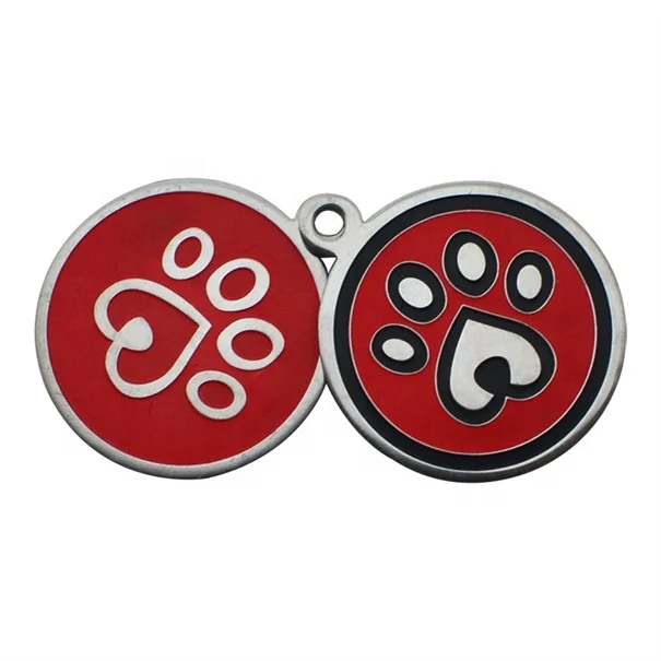 Sublimation Debossed Lovely Silicone Dog Collar Tag Custom Laser Etched Stainless Steel Metal Name Cat Dog Tag