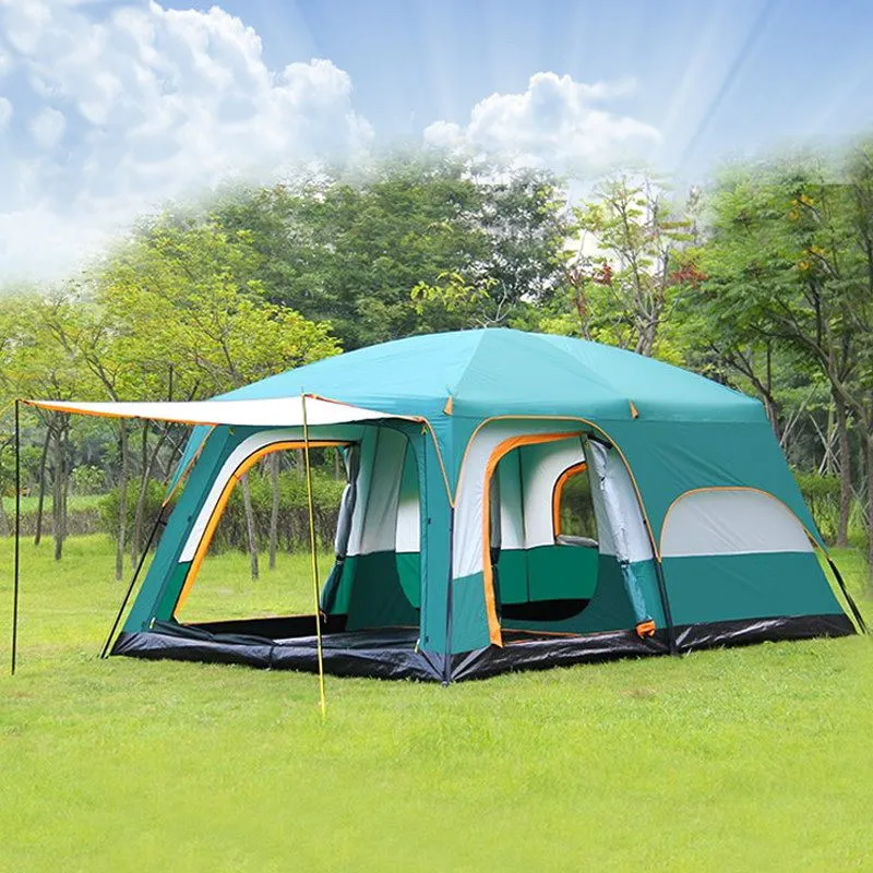 Family Outdoor Camping Tent Two-Room Villa Tent 5-8 People Camping Leisure  Sun Protection Rain Anti Uv Inflatable Camping Tent