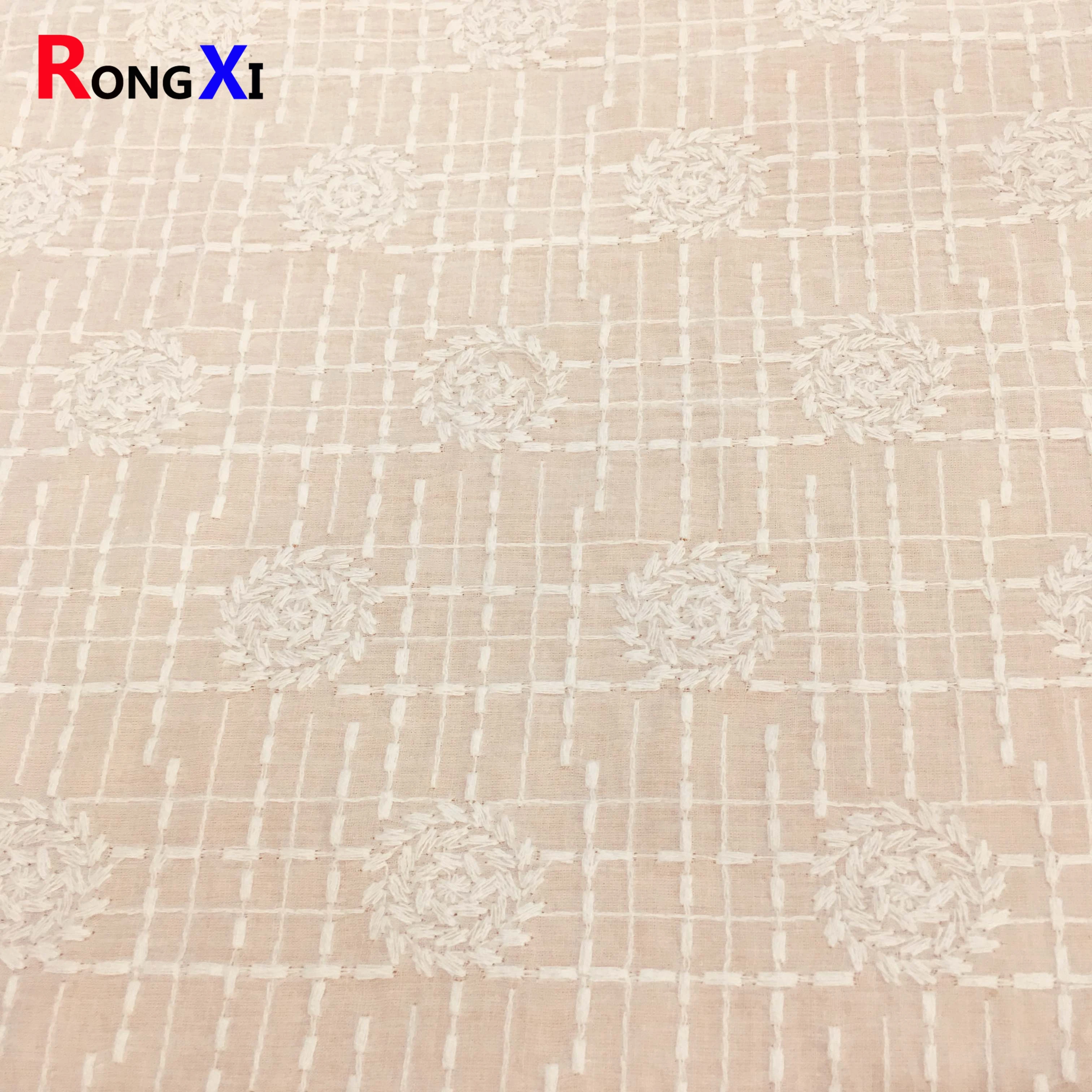 RXF2077 Jacquard Fabric White Swiss Voile Cotton Fabric Embroidery on Fabric