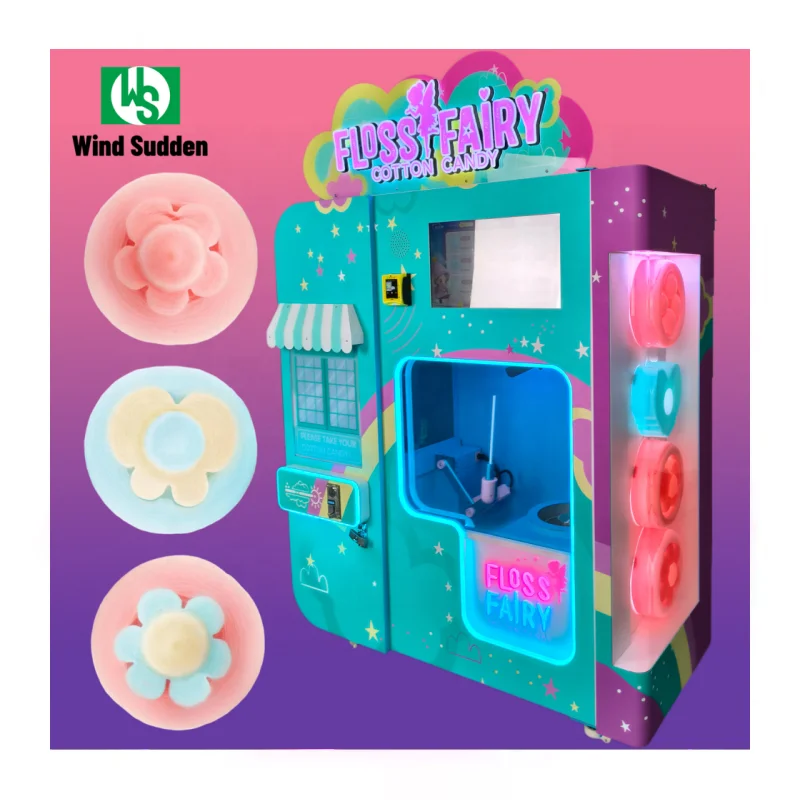 Hot Sale New Upgrade Commercial Electric Cotton Candy Vending Machine Automatic Cleaning Popular Sugar Marshmallow Candy Machine