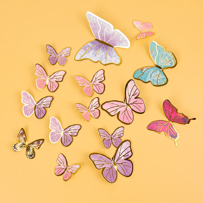 Amazon New Butterfly cake decoration for birthday party supplies pink purple blue paper butterfly cake toppers