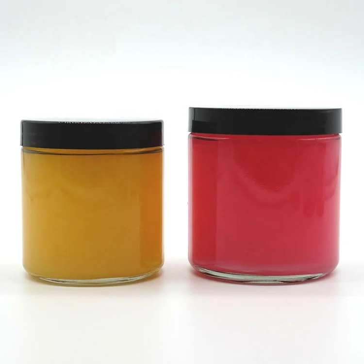 Eco-friendly Glass Clear Jar Straight-Sided Glass Jar with Black Plastic Cap for Juice Honey Hot Sauce Sea Moss Full Size