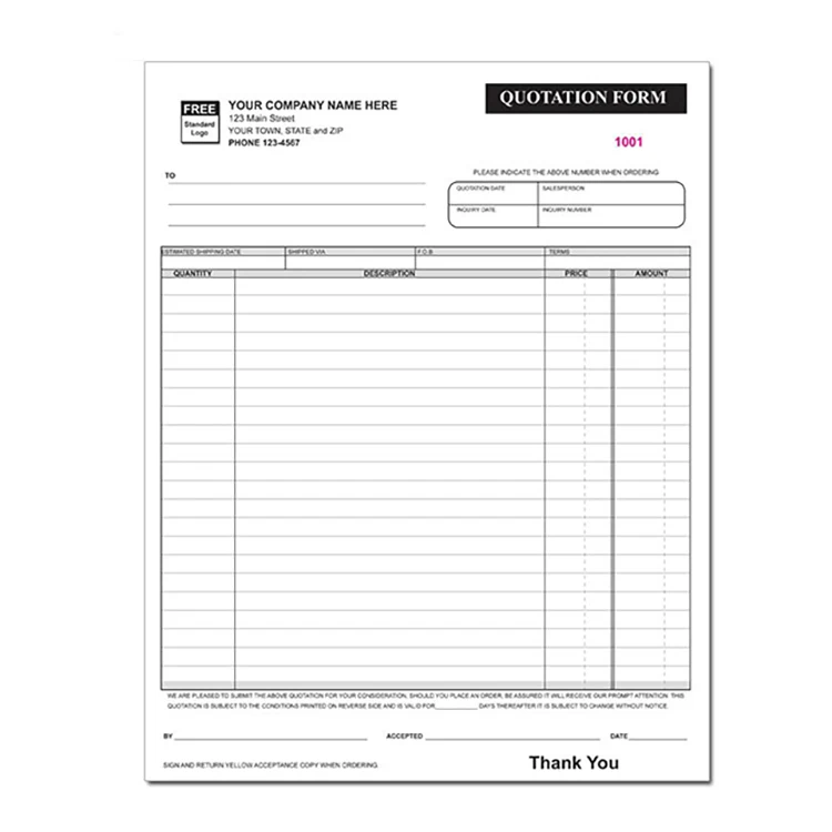 custom 2 pages carbon-less copy paper duplicate invoice pads receipt book printing design for a business