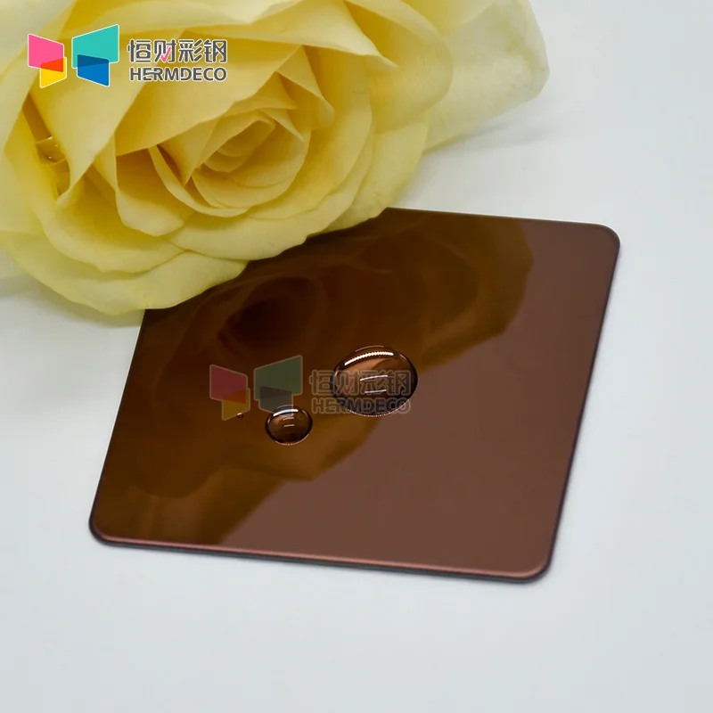 Factory supply 316 mirror pvd coffee gold color decorative stainless steel sheet for sale