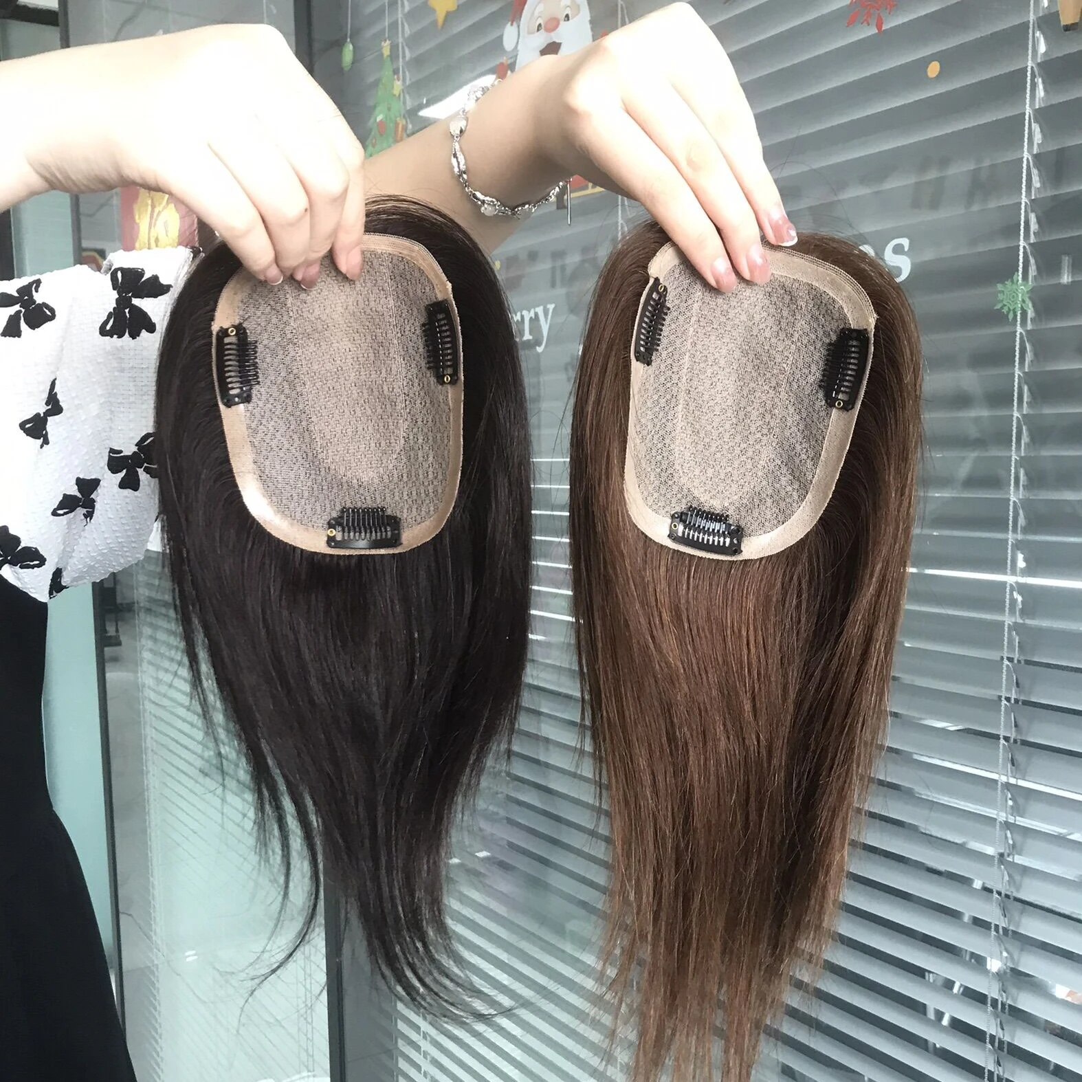 Human Hair Toupee Bone Straight Hair Topper Base Closure Russian Hair Base Raw Indian ST Skin Silk for Women 1 Piece Left