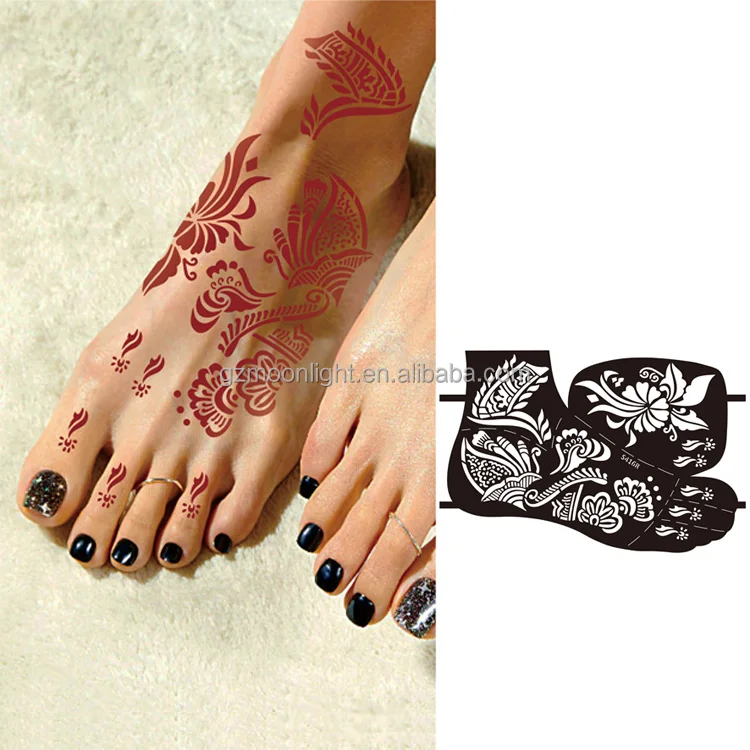 Body Art Paints Design for Women Temporary Henna Tattoo Stencil for Tattoo Juice Ink Foot Transferable Tattoo Template Sticker