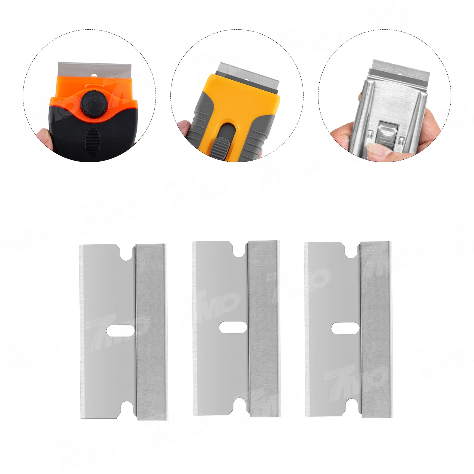 7mo Safety Stainless Steel Razor Scraper Blades Car Wrap Tools Cleaning Scraper Blade Replacement Window Tint Tools