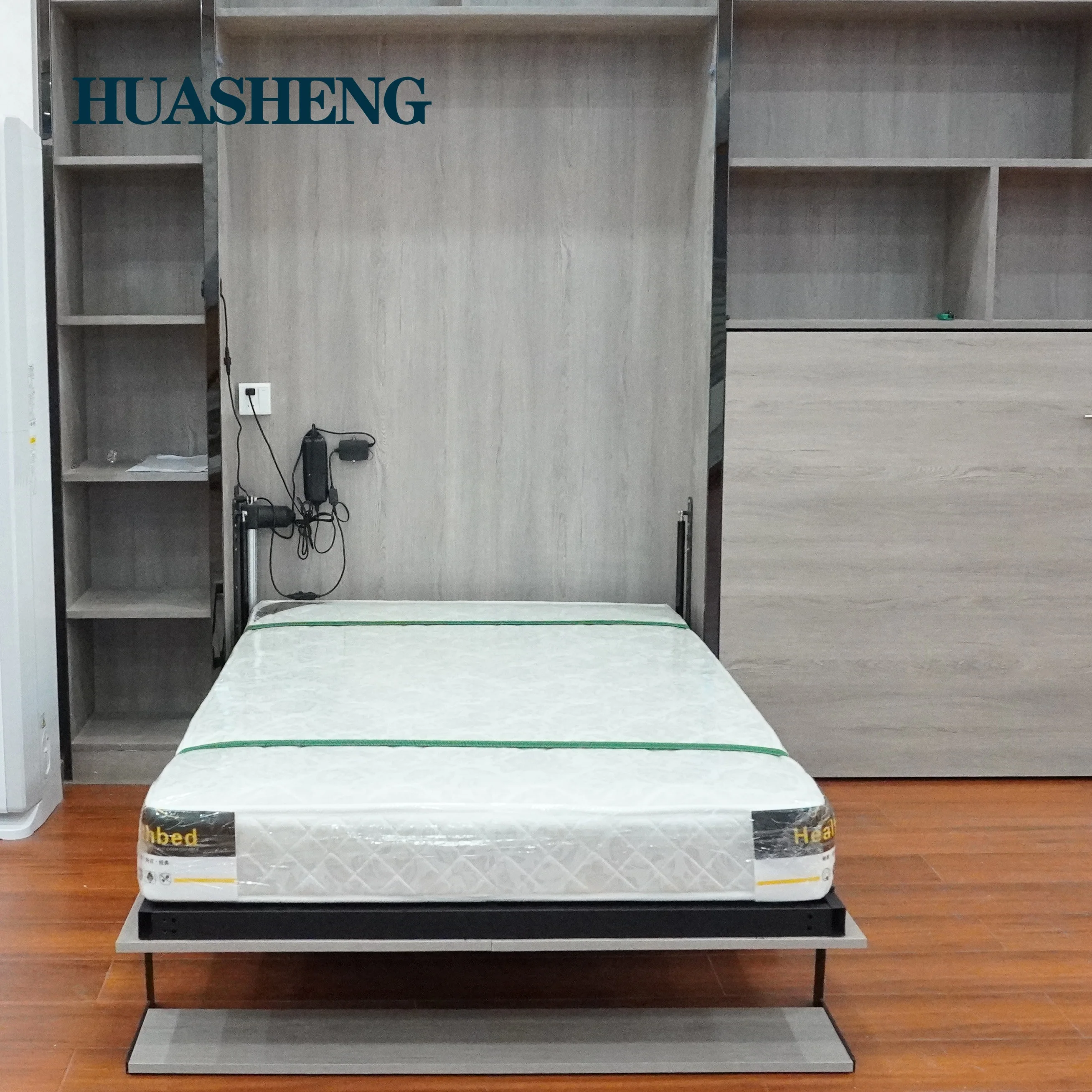 Transformable folding wood murphy bed kit vertical electric motorized automatic wall bed mechanism