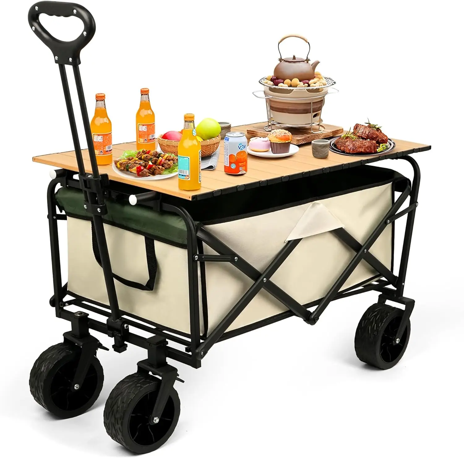 Shopping Garden Cart Utility Wagon Trolley Beach Steel TODO Camping Cart Multipurpose Camp Storage Heavy Duty Folding 4 Wheel
