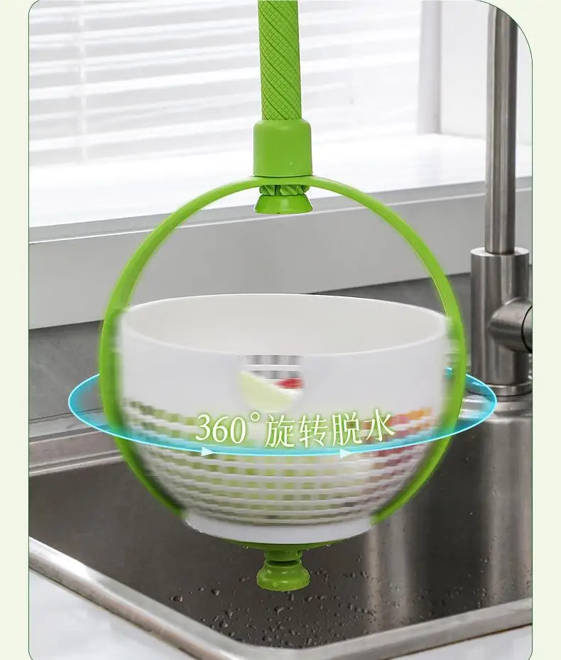 Household Vegetable and Fruit Salad Spinner Cleaning Dehydration Shake Water Rotating Drain Basket