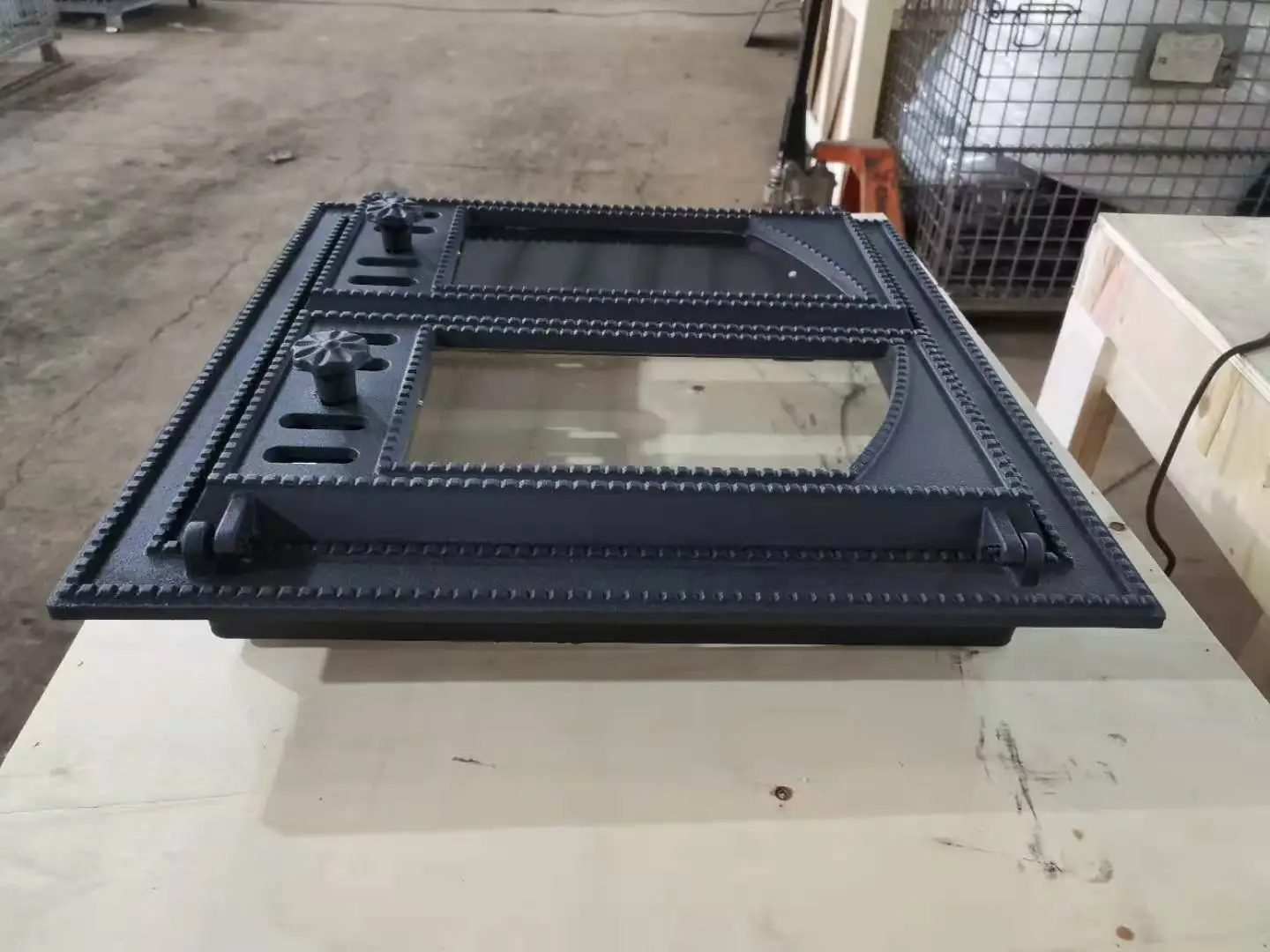 
K501 cast iron stove door with two glass 