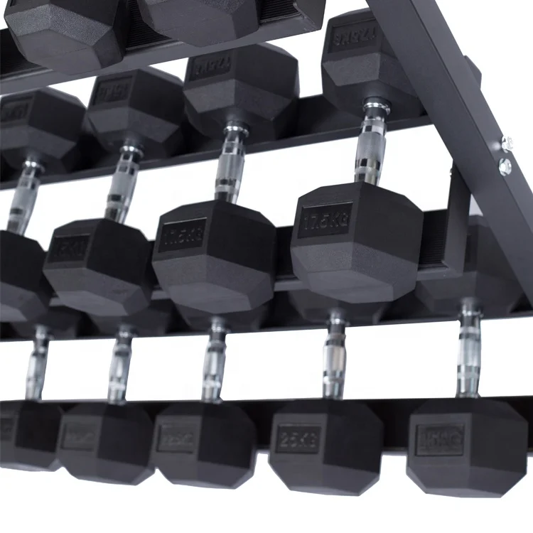 Fitness Accessories Gym Equipment Three Layers Hex Triangle Dumbbell Stand Rack