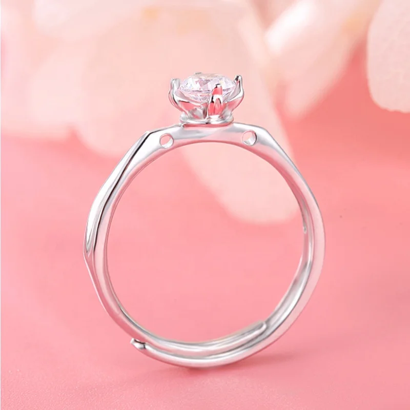 
Gold plated ladies fashion bague anel adjustable cubic zirconia engagement wedding 925 sterling silver rings jewelry for women 