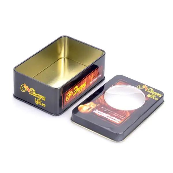 Small Metal Tin With Viewing Window In Lid Food-Grade Suitable Genuine Storage Tin Box