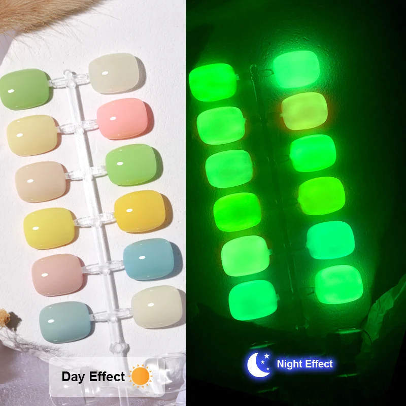 Wholesale Private Label Fluorescent Topcoat 15ml Soak Off Luminous Uv Glow In The Dark Top Coat Nail Gel Polish