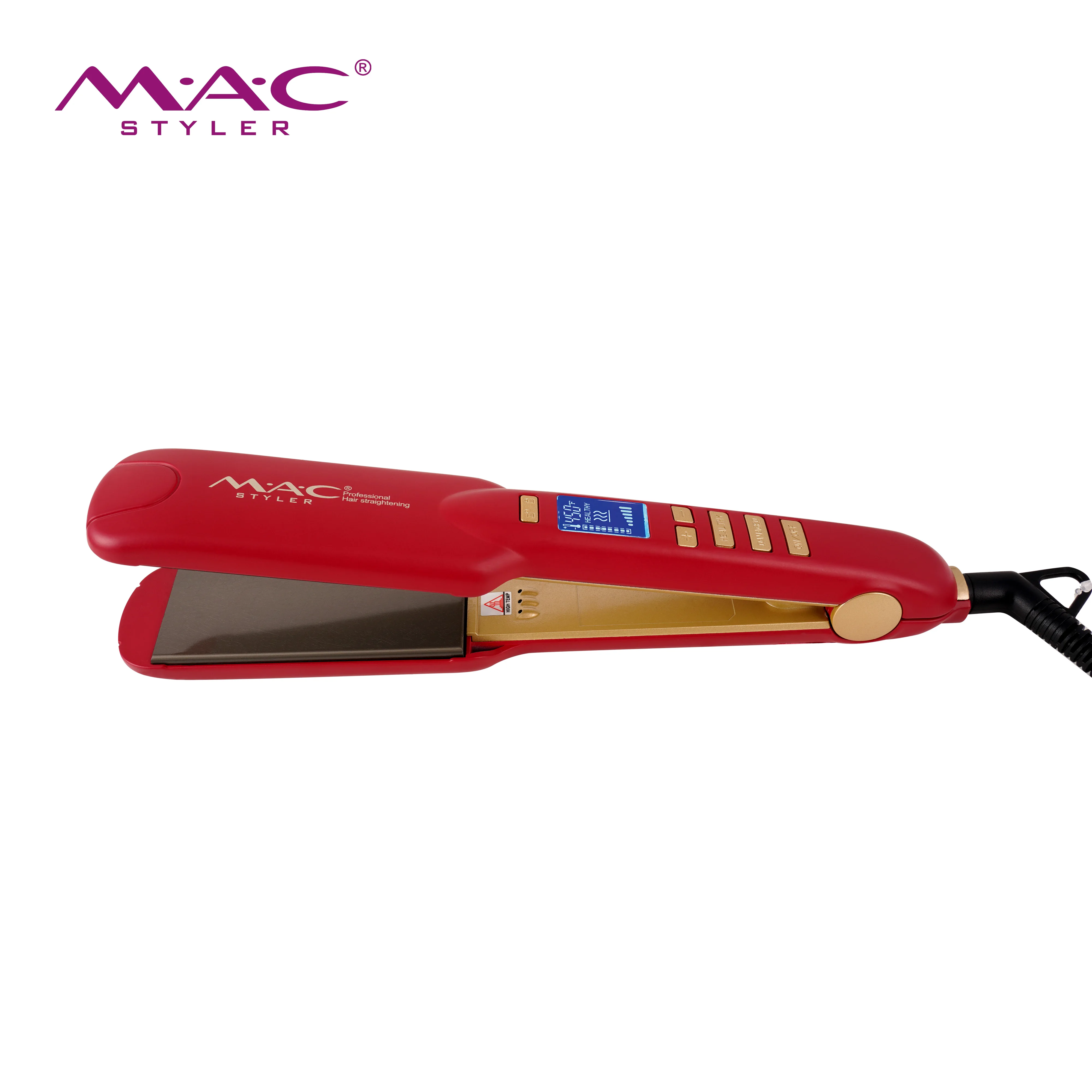 480F Planchas De Cabello Profesional  Titanium Mch Hair Irons  Lcd Wide Plate Hair Straightener Wholesale Flat Iron