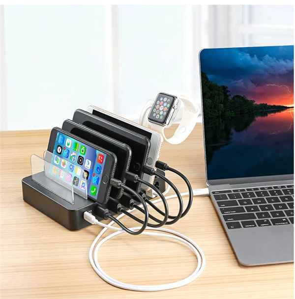 68W USB Charging Station Dock 6 ports QC 3.0 Fast Charge Dock Station for Multi Device Charger
