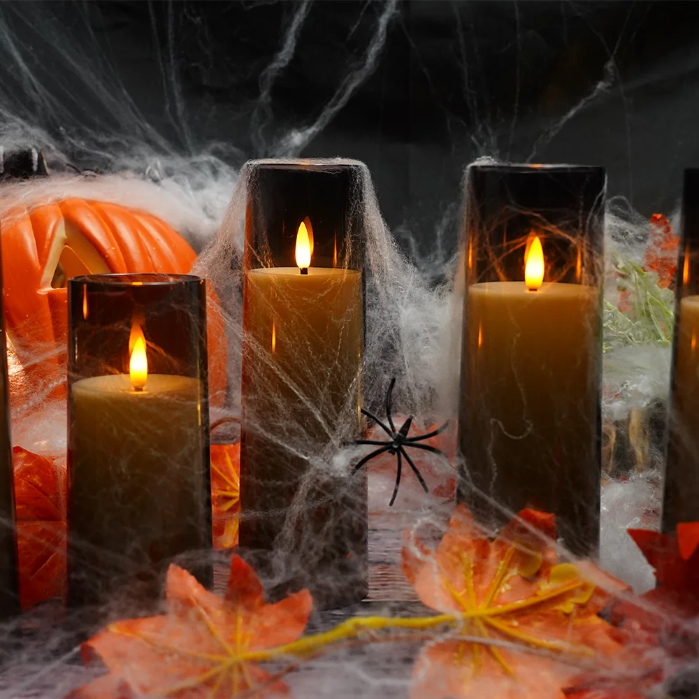 kakoya Grey candles set remote control classic style replaced wick high end pray Halloween Christmas Led candle light