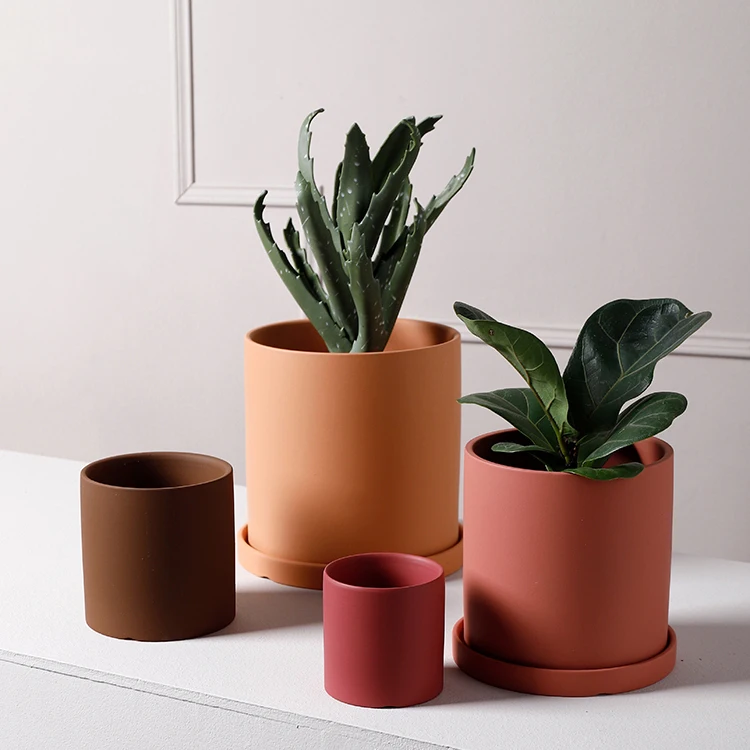 Flower pots manufacturers nordic customized sizes color matte cylinder succulent flowerpot wholesalers pot clay bonsai pot