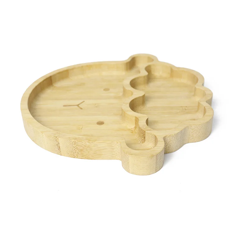 Wholesale Custom Logo Home Toddler Bamboo Suction Plate Baby Food Dish Feeding Plate