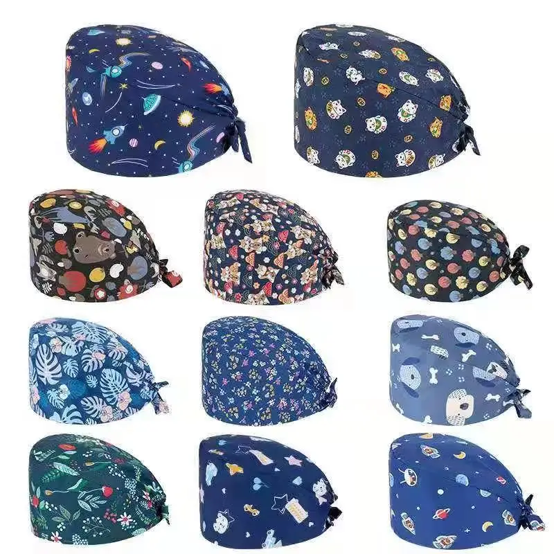 Fast Ship Animal Print Surgery Practice Hat Pharmacy Clinic Hair Hats Nurses Hats Scrub