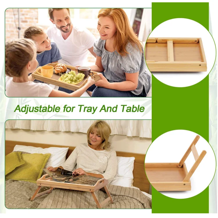 Wooden Sturdy  Kitchen Bedroom Bed Sofa Hospital Table Folding Legs Bed Tray