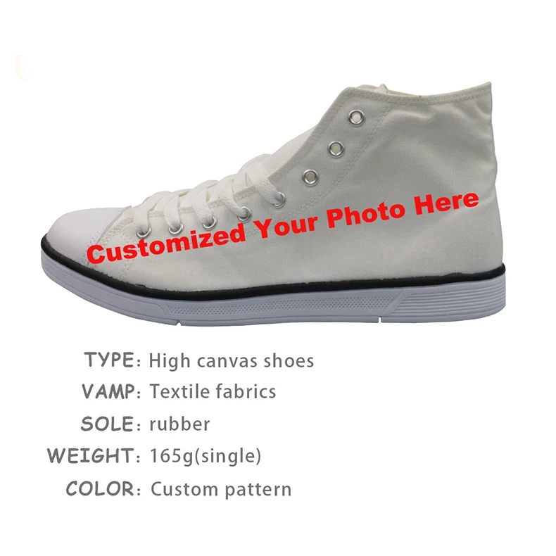 
Custom Women High Top Vulcanize Shoes 3D Elephant Printed High-top White Canvas Female Leisure Shoes For Student Girls 