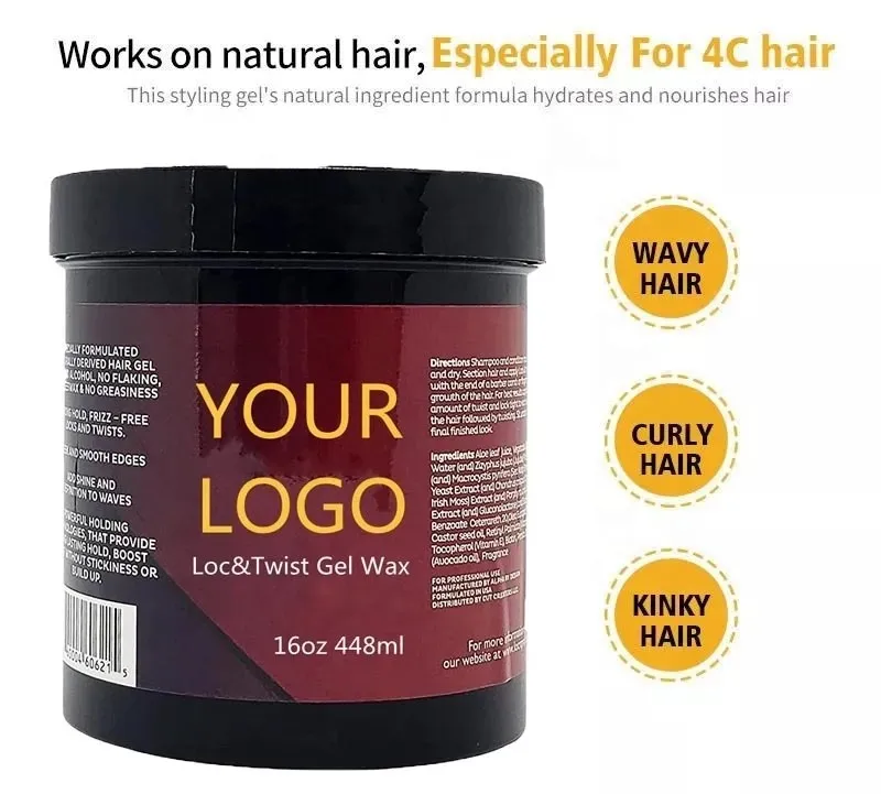 non greasy Loc N Twist Gel clear braiding jam hair wax and edge control Super Strong Extreme Hold Glitter Shine Jam braid gel