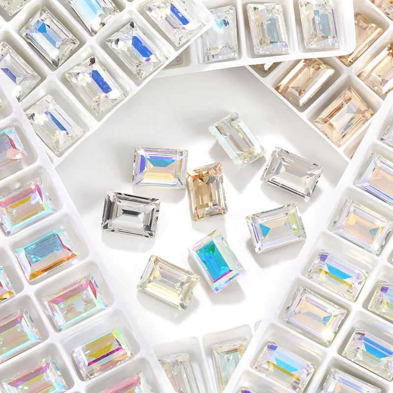 Lan Guang Wholesale K9 Rock Sugar Rhinestones Rectangular Crystal Glass Rhinestones Diy Nail Art Diamond Decoration Accessories