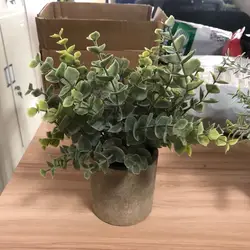 YAYUN A-3009 Mini Toned Plastic Potted Artificial Eucalyptus Faux Greenery In Paper Pulp Pots
