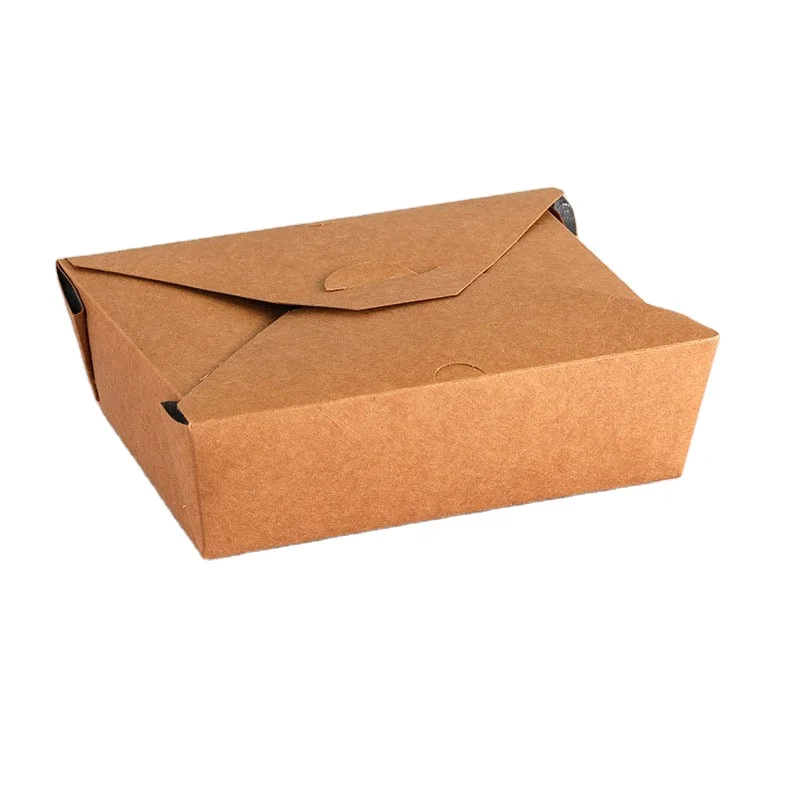 Custom Food Box Burger Takeway Packaging Oil-proof Square Fried chicken Salad Pasta Kraft Paper Food Boxes Takeway Packaging