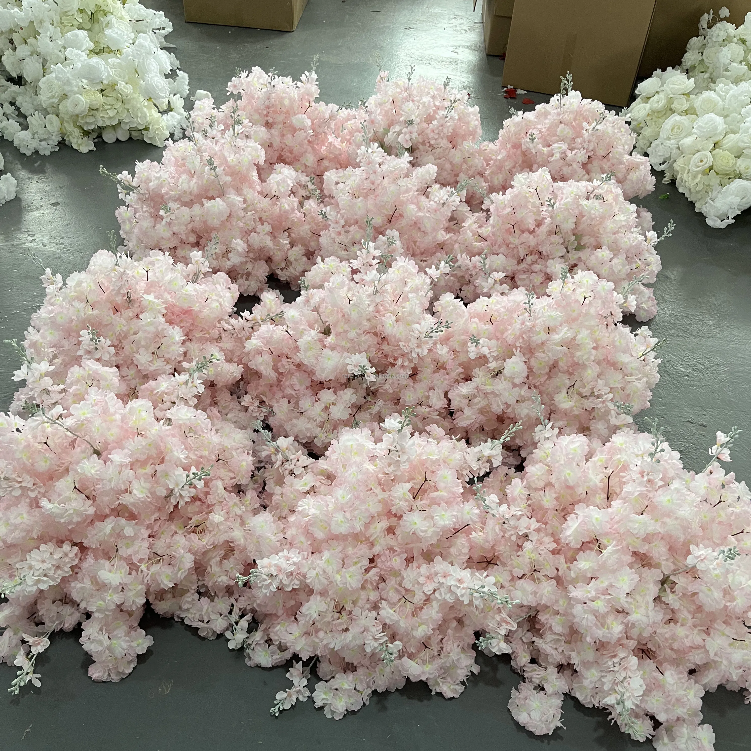 White Pink Flower Runner Rose Cherry Blossom Orchid Flower Ball Centerpiece Decorative Artificial Flower Table Centerpiece