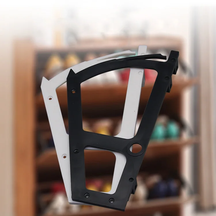 3-Layers Plastic Rack For Shoe Support, ABS Plastic Shoe Rack Bracket Folding Hinge