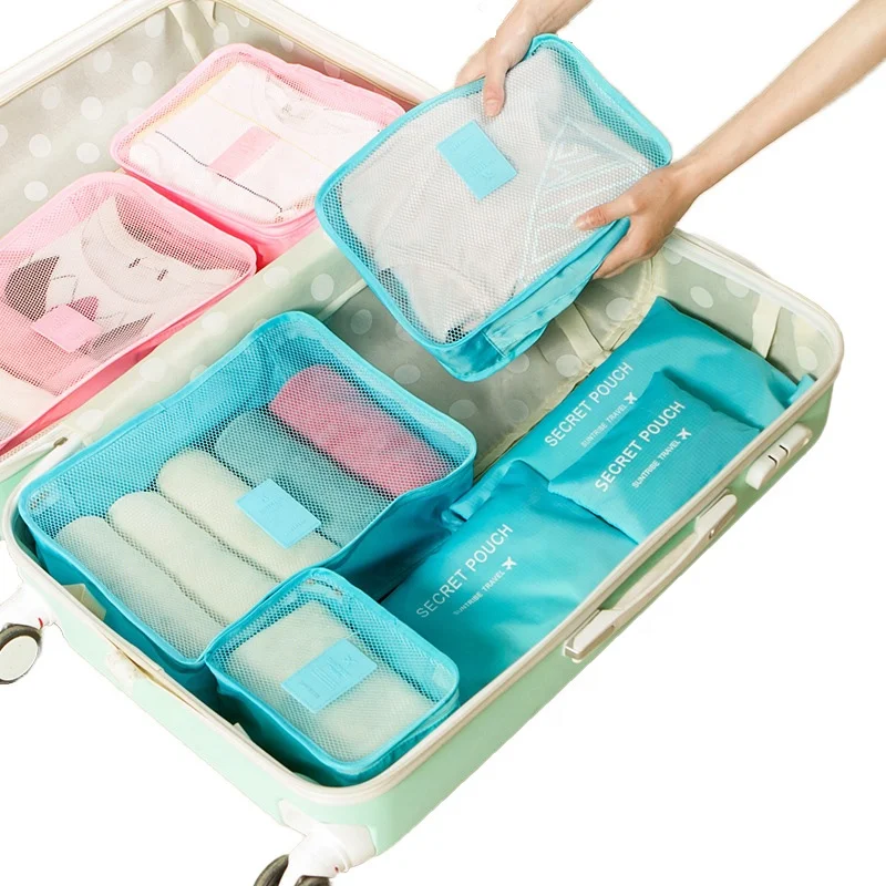 JJ139 Fashion 6 Pcs Compression Luggage Organizers Travel Bag Personal Packing Cubes Travel Bag Organizer packing cubes