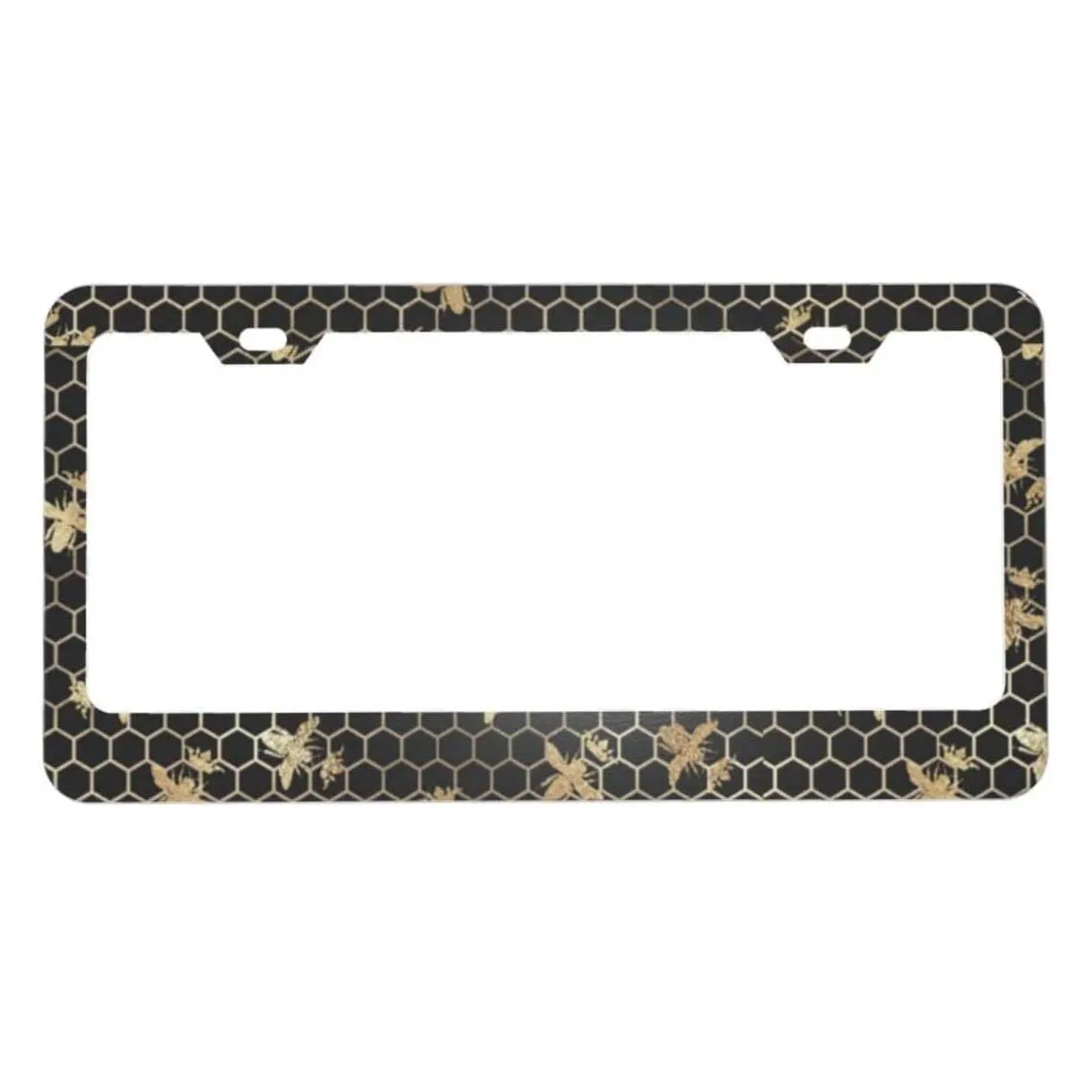 Bees and Honeycomb Matte Aluminum License Plate Frame Licenses Plates Frames,Car Licenses Plate Covers Holders for Us Vehicles