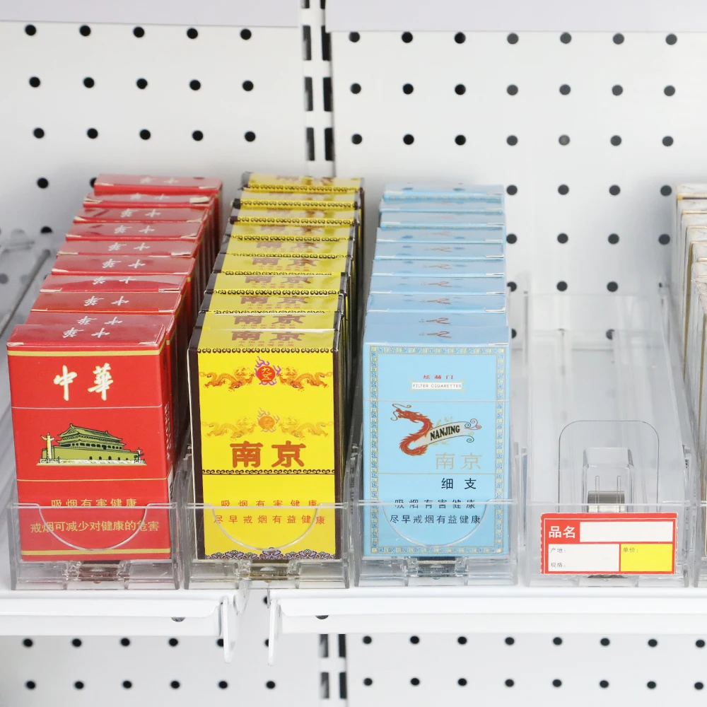 HUIYE Tobacco Pack Pusher Shelf Display Clip Strip Supermarket Smoke Spring Loaded  Cigarette Pusher