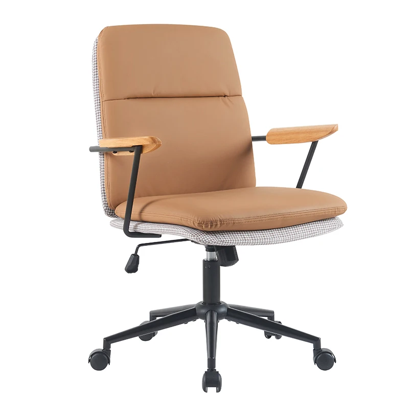 Wholesale Vintage Swivel Adjustable Height Leather Home Leisure Soft Padded Seat Office Task Executive Chair For Study Room