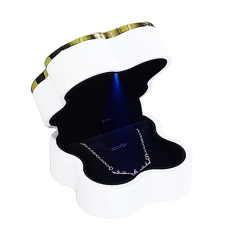 Direct Manufacturer Jewelry Box Plastic Piano Lacquer  Led Light Ring  Box