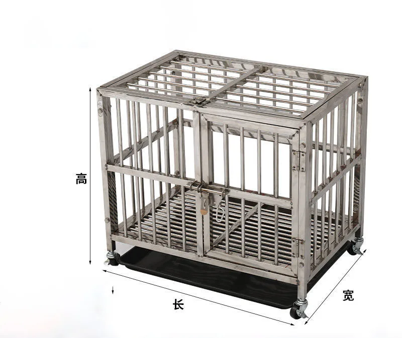extra-large three-door high-quality stainless steel with tray dog cage