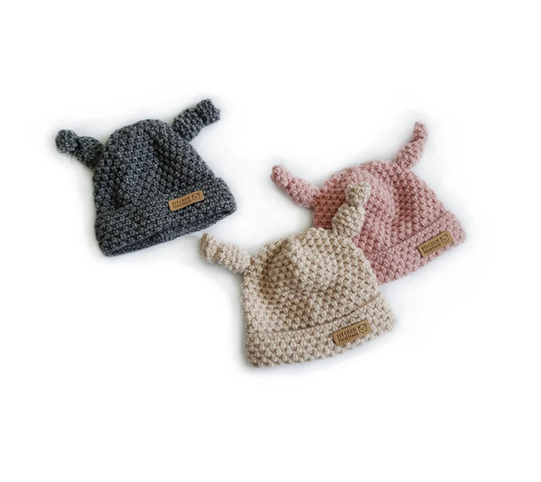 Handmade Baby kids Winter Cute Knitted Hats Warm  Cotton Winter hats