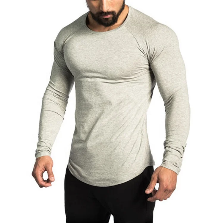 Hot sale high quality athletic wear long sleeve t shirt custom mens muscle fit workout gym t shirts