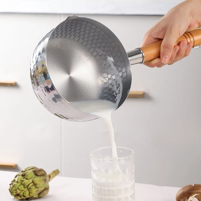 Hot sale Stainless steel 430 Milk Pot Kitchen Cooking Pot with Glass Lid Korean soup pot