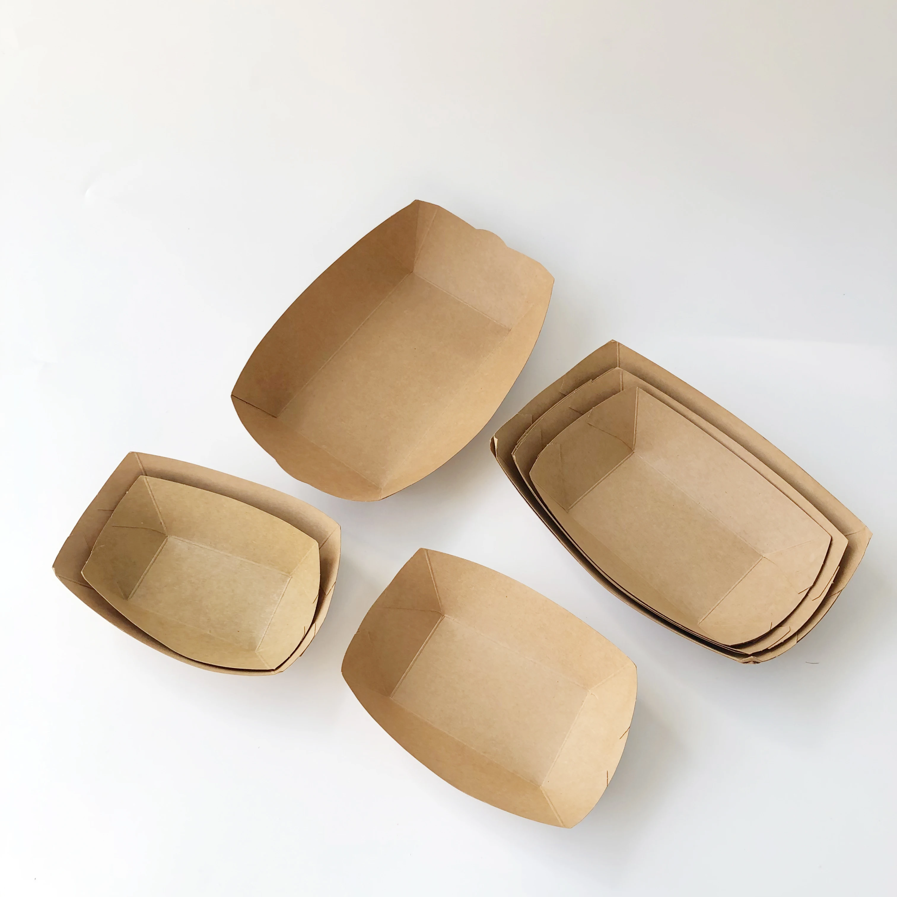 Eco-Friendly Cheap Price Sushi Bamboo Paper Boat Ship Kraft Coated Food Container Tray