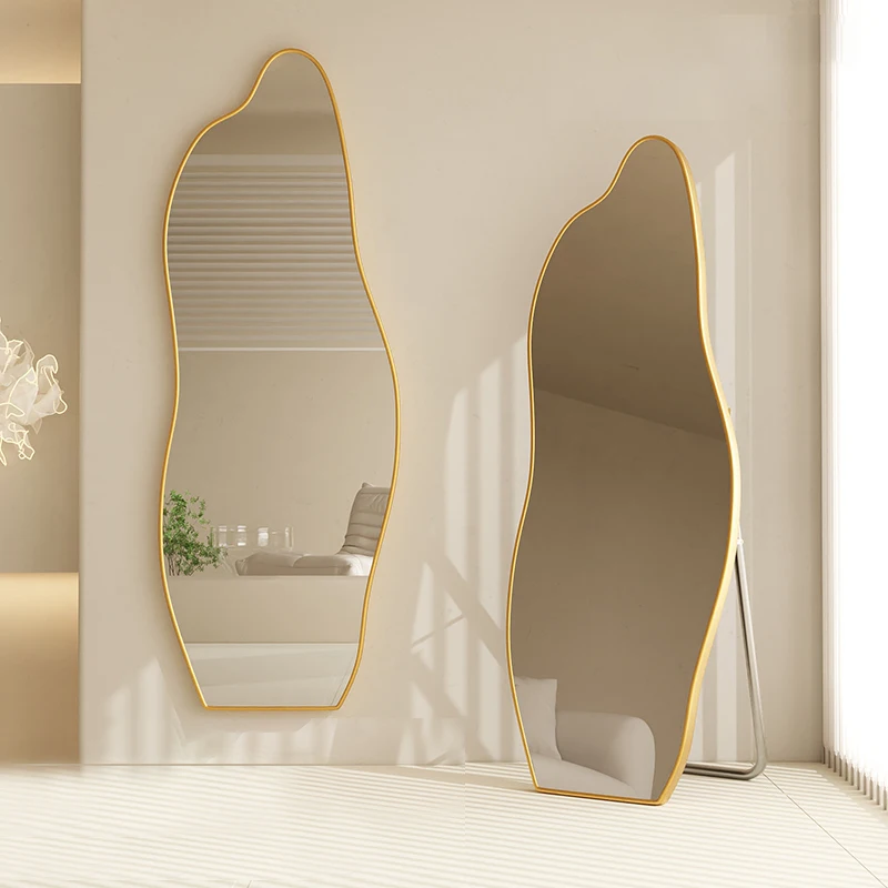 full Body full length wavy mirror irregular mirror decorative Wall floor standing vintage mirror for bedroom Manufacturers