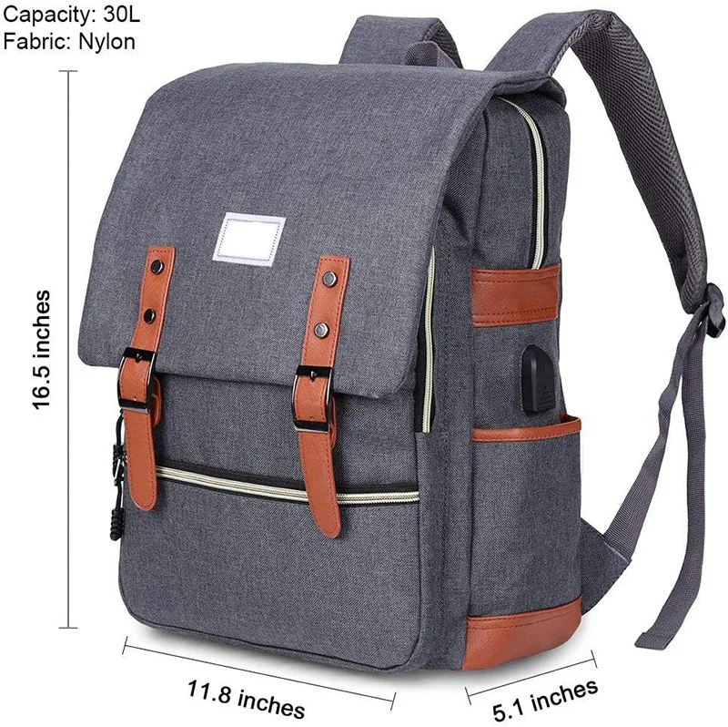 new computer backpack personality retro male and female outdoor canvas large travel bag fashion backpack with USB