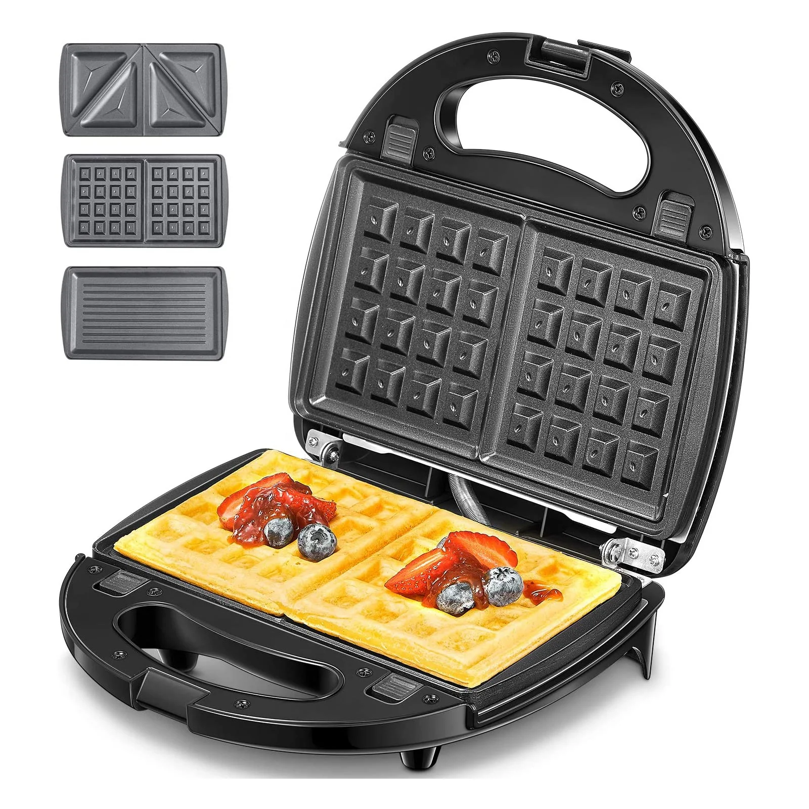 Двухсторонняя нагревательная Серия 3 в 1, вафельница для сэндвичей Panini Press гриль 750 Вт, сэндвич-тостер со съемными антипригарными пластинами