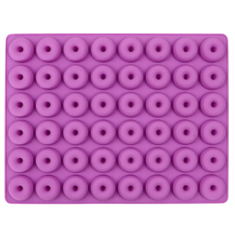 New Arrival Diy 48 Cavity Mini Donut Shape Silicone Fondant Mold Gummy Candy Tray