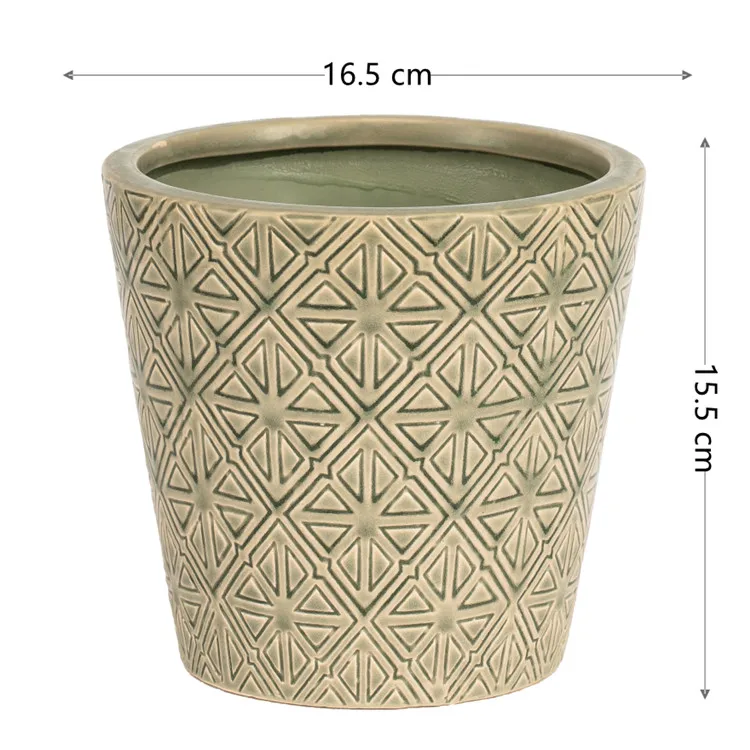 embossed design glazed ceramic planters indoor garden decor planter bonsai pots