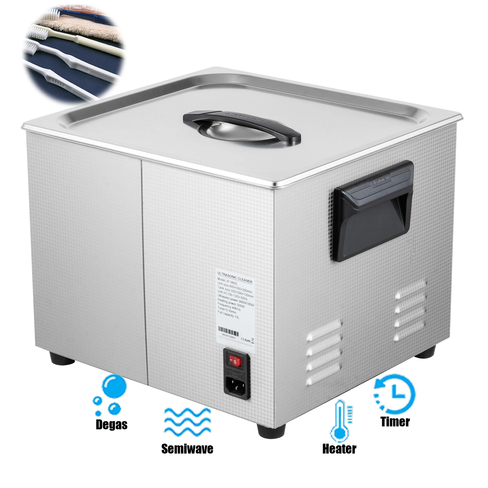 Ультразвуковой очиститель очков, ультразвуковая машина с австралийской/американской вилкой, цифровой ультразвуковой очиститель 15 л для ювелирных магазинов