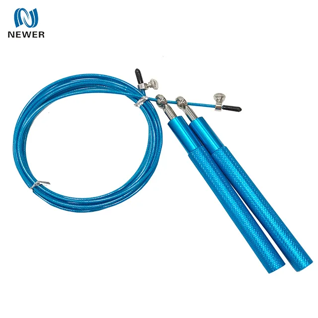 
High quality athletic self lock heavy weighted steel cable private label adjustable fitness wire rope long handle pvc jump rope 